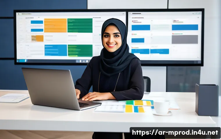 미디어 프로듀서 업무 개선을 위한 기술 - A modern Arabic media office scene showing a young professional woman wearing smart casual attire an...