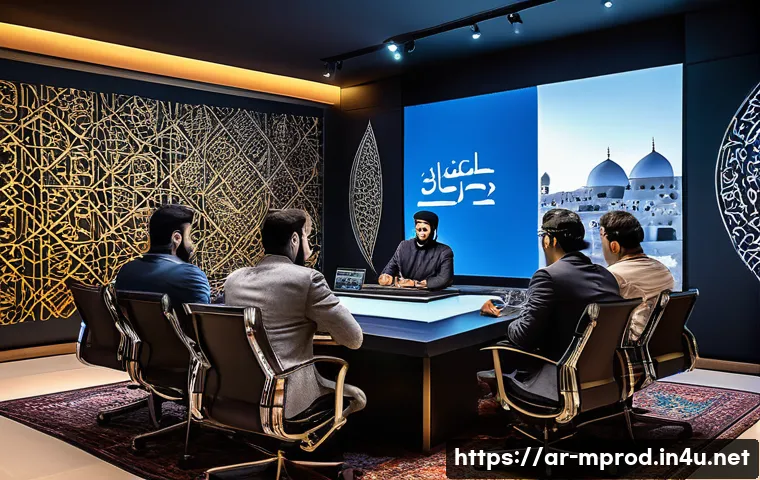 미디어 프로듀서 필수 서적 목록 - A modern Arab media production studio featuring a diverse team of professionals collaborating on sto...