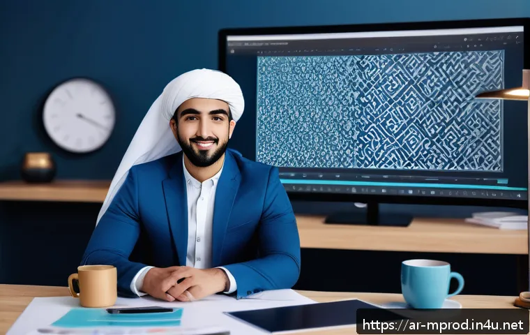 미디어 프로듀서 취업을 위한 포트폴리오 작성법 - A professional Arabic media portfolio presentation scene featuring a young Arab male media specialis...