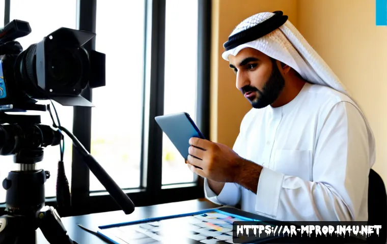 미디어 프로듀서가 주의해야 할 실무 오류 - Photorealistic Arab media producer in a modern Gulf-region production office, carefully reviewing a ...
