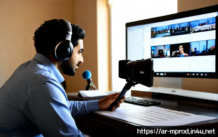 미디어 프로듀서가 알아야 할 기본 지식 - Photorealistic Arab media producer in a modest modern production studio, reviewing a video timeline ...